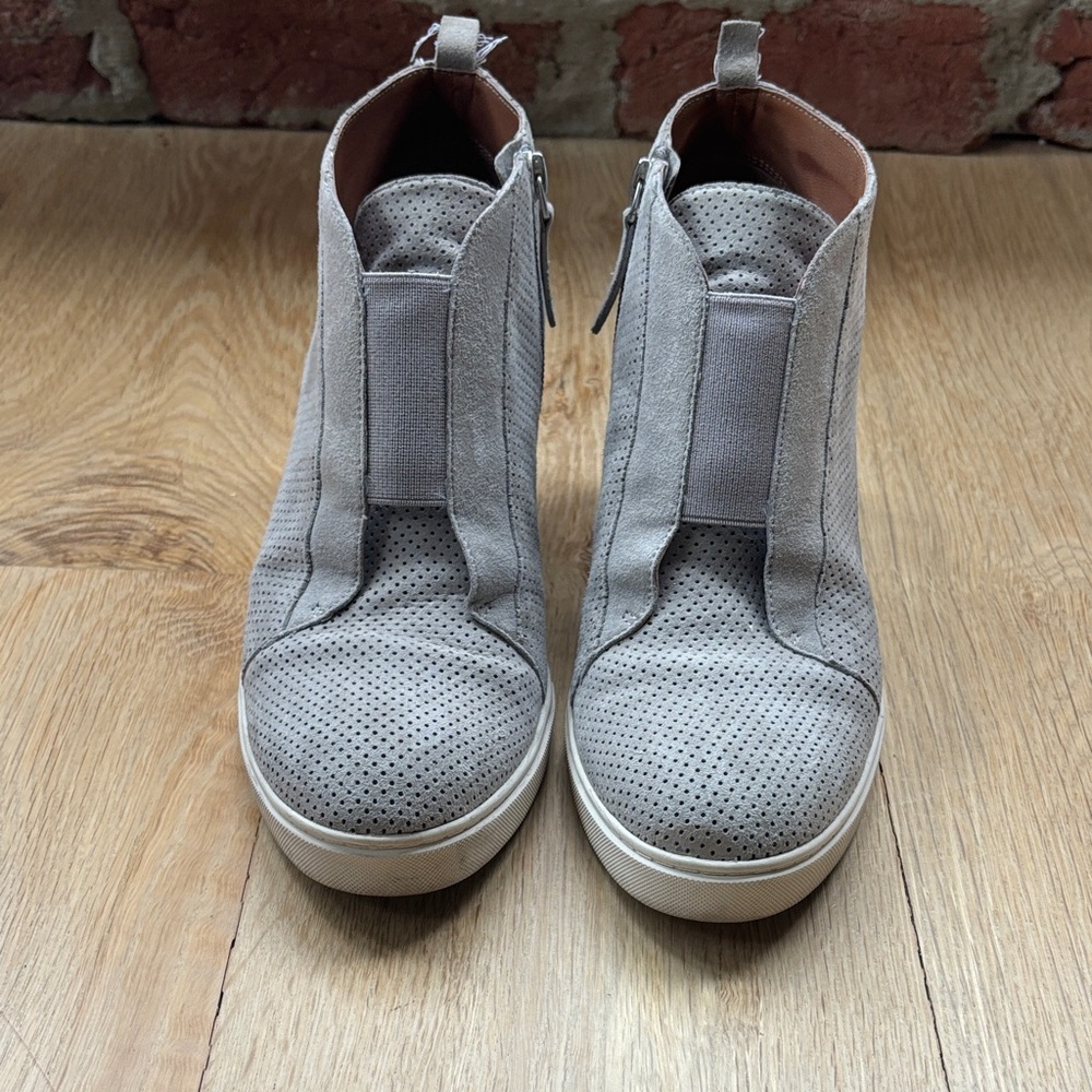 Paolo Gray Perforated Women's Wedge Sneakers